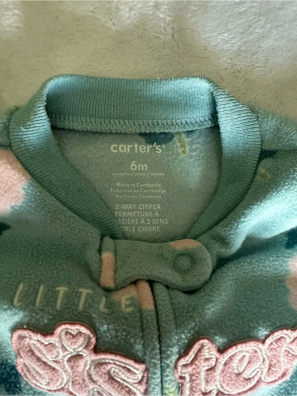Carter's Mint Green Floral Footed One-Piece